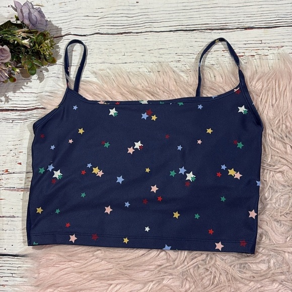 Summersalt Midi Sports Bra Tank Top-Small Scatter Stars in Deep Sea - Picture 1 of 7